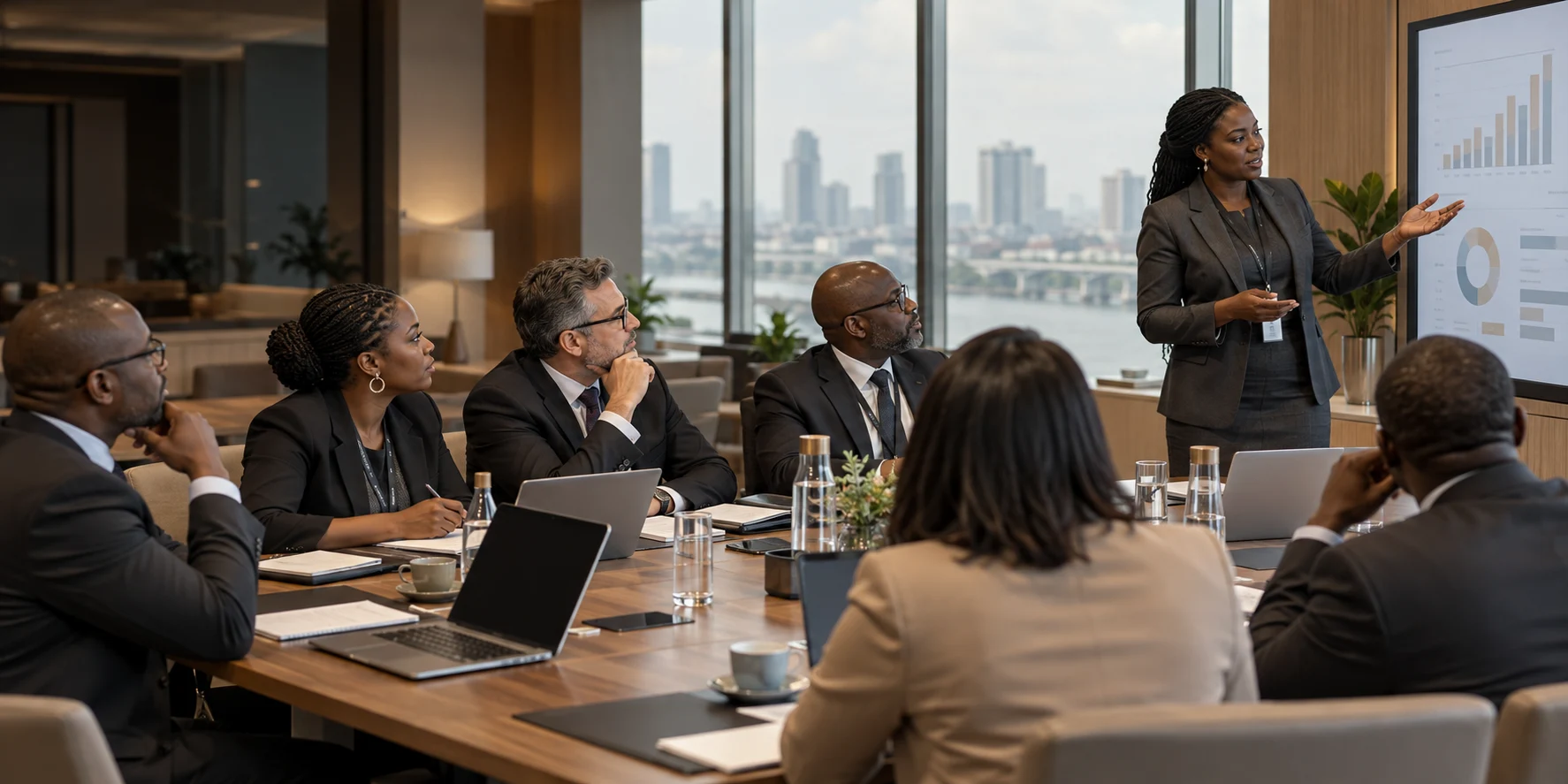 African and international professionals collaborating in executive training